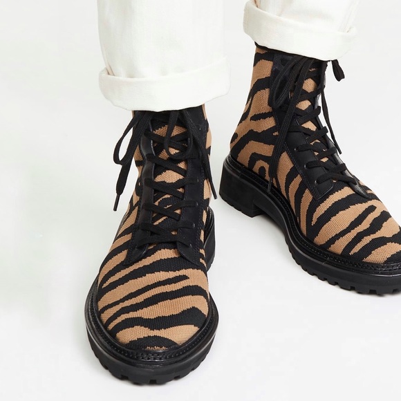 LOEFFLER RANDALL Brady Stretch Knit Lug Sole Boots in Tiger Print - Picture 5 of 14